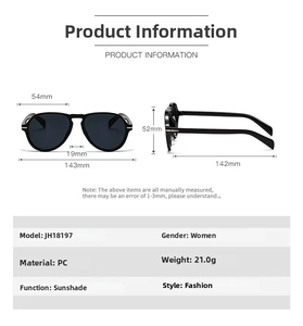 Detailed size specifications for vintage pilot sunglasses with frame measurements