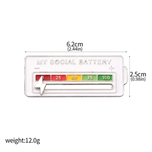 My Social Battery enamel pin with sliding lightning indicator and battery levels 0-100