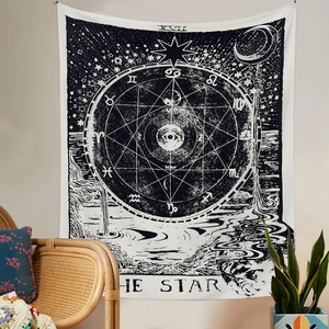 Detail des The Star Tarot-Wandteppichs XVII mit Astrologie-Symbolen und okkulten Elementen