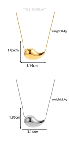 Detailed size specifications for gold and silver hammered metal teardrop necklaces