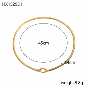 Titanium steel minimalist gold snake chain necklace, 45cm length and 0.4cm width
