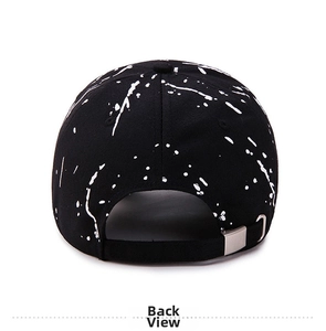 Detail view of the graffiti baseball cap showing the adjustable silver metal buckle