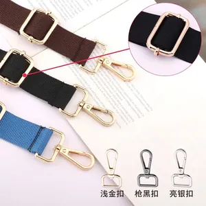 Adjustable nylon crossbody bag straps with gold hardware in brown, black and blue colors