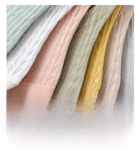 Macro detail of breathable mesh knit fabric and high-quality cotton fibers on summer socks