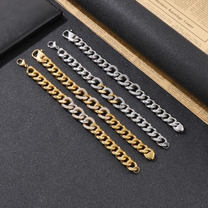 Hip hop iced out Cuban link chains in gold and silver finish with sparkling rhinestones