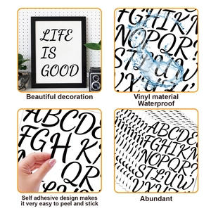 Waterproof vinyl alphabet stickers with black artistic fonts for frames and crafts
