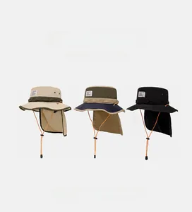 Chapeaux de soleil d'extérieur avec protège-nuque en beige, vert armée et noir classique