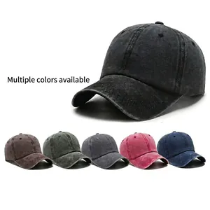 Vintage washed cotton baseball caps in six colors with a minimalist retro sun protection design