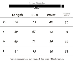 Detailed size chart for women slim fit knit top and shorts set with measurements