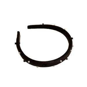 Elegant black fabric headband with pearl beads for high cranial top hairstyle