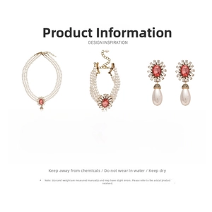Detailed size chart for baroque pearl necklace set with weight and alloy material info