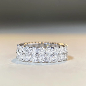 Eternity band ring featuring double row S925 sterling silver moissanite stones