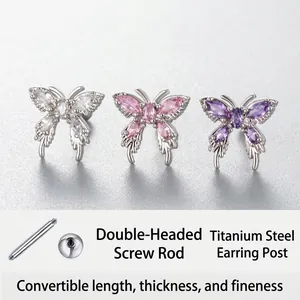 Boucles Oreilles Cartilage Papillon Tige Acier Inoxydable Cuivre Zircone Marquise CZ Fermoir À Vis Pour Femmes Filles