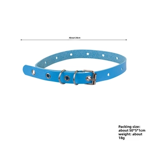 Blue leather dog headband strap with silver buckle, length 20cm and 18g lightweight detail