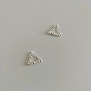 Minimalist 925 sterling silver triangle bead earrings with a polished metallic finish