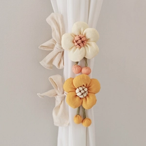 Flower Curtain Tieback Fabric Cotton Handmade Floral Tie Back For Nursery Kids Room Korean Ins Style Decorative