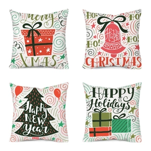 Set of four 18x18 inch Christmas pillow covers with festive snowman and tree prints