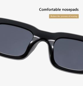 Close-up of comfortable integrated nose pads on black sunglasses to reduce pressure