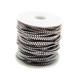 Polished silver stainless steel box chain roll for DIY jewelry making and necklaces