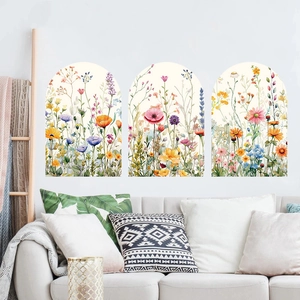 Adesivi Murali In PVC Archati Autoadesivi Acquerello Floreale Paesaggio Bohemien Astratto Decorazione Casa