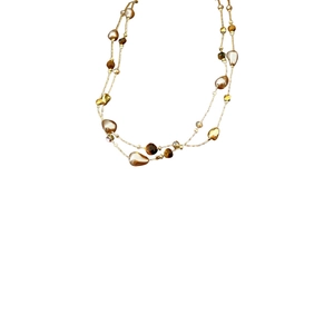 Collana a doppio strato con occhio di tigre e perle in stile vintage dorato