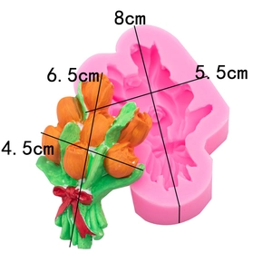 Pink silicone tulip bouquet mold with floral scented plaster crafts and dimensions