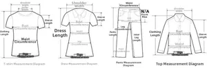 Detailed sizing chart with measurement guide for waist, hip, and length on denim shorts