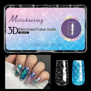 Détail de capsules d'ongles 3D en gel souple sirène, plusieurs tailles et finition 05