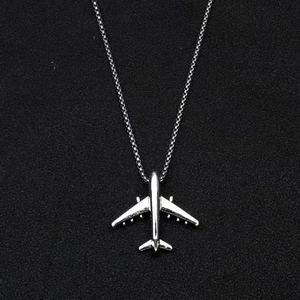Hip hop airplane pendant necklace with stainless steel box chain for boys and girls