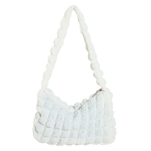Sac à bandoulière blanc minimaliste à texture bulles avec fermeture éclair pour femme
