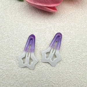Cute purple and white gradient star hair clips with glitter for little girls