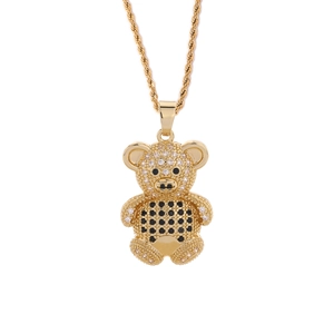 Exquisite vergoldete Teddybär-Halskette mit funkelnden Zirkoniasteinen besetzt