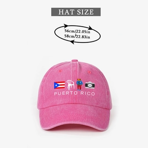 Size guide for vintage pink Puerto Rico baseball cap with 56cm-58cm head circumference