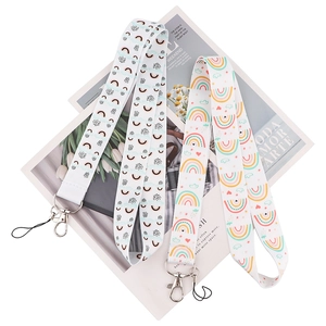 Rainbow neck lanyard set with metal lobster clasp for phone and ID badge holders