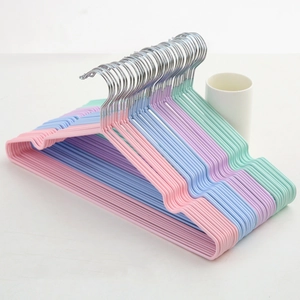 Non-Slip Clothing Hangers Metal With PVC Dipping Shoulder Grooves Slim Space Saving For Closet Wardrobe Adult Children