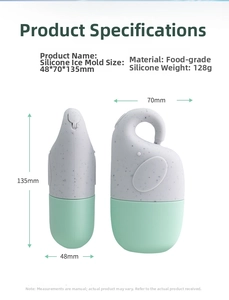 Detailed size specifications for the silicone face ice roller massage mold