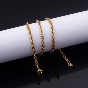 Classic golden stainless steel cable chain necklace with lobster clasp for women and men