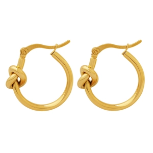 Boucles d'oreilles créoles plaquées or 18k en acier inoxydable avec motif de nœud
