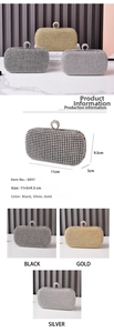 Specifiche dettagliate della borsa da sera ovale con strass in tre colori eleganti