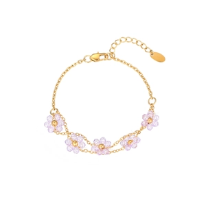Flower Necklace And Bracelet Stainless Steel Crystal Beads Elegant Ins Style Exquisite Jewelry For Women Accessory