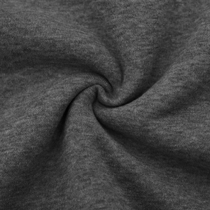 Detailed macro view of dark grey heavy fleece knit fabric texture for men's outdoor jacket