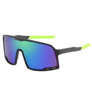 Matte black sports sunglasses with colorful gradient lenses for cycling and outdoor sports