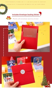 Christmas 3D greeting card set with red envelope and decorative sealing sticker for holiday gifts.