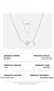 Detail view of gold 6-prong zircon necklace showing 40+5cm chain and 0.7cm pendant