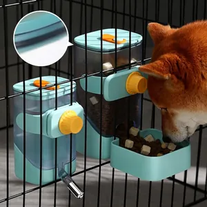 Ensemble distributeur de nourriture et d'eau pour cage d'animaux, vert et orange