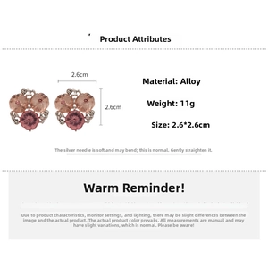 Detailed view of floral resin earrings with size 2.6cm and 11g weight specifications