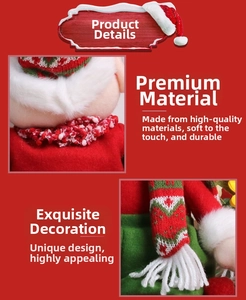 Detailed close-up of the knitted Christmas elf scarf with soft red felt fabric texture