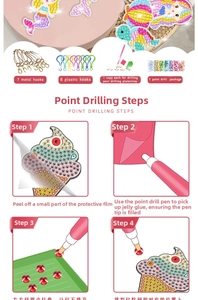 Detailed view of DIY diamond painting kit components for kids mermaid keychain set