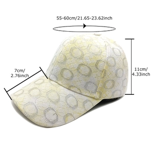 Berretto da baseball in pizzo bianco con motivo giallo, misura regolabile 55-60 cm