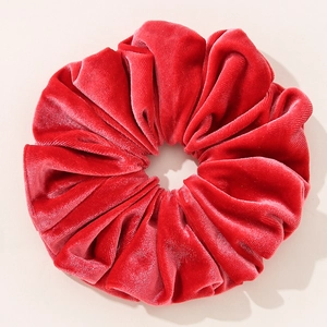 Oversized deep red velvet scrunchie for women featuring a premium silky textured finish